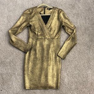 C Luce gold long sleeve bodycon dress size small